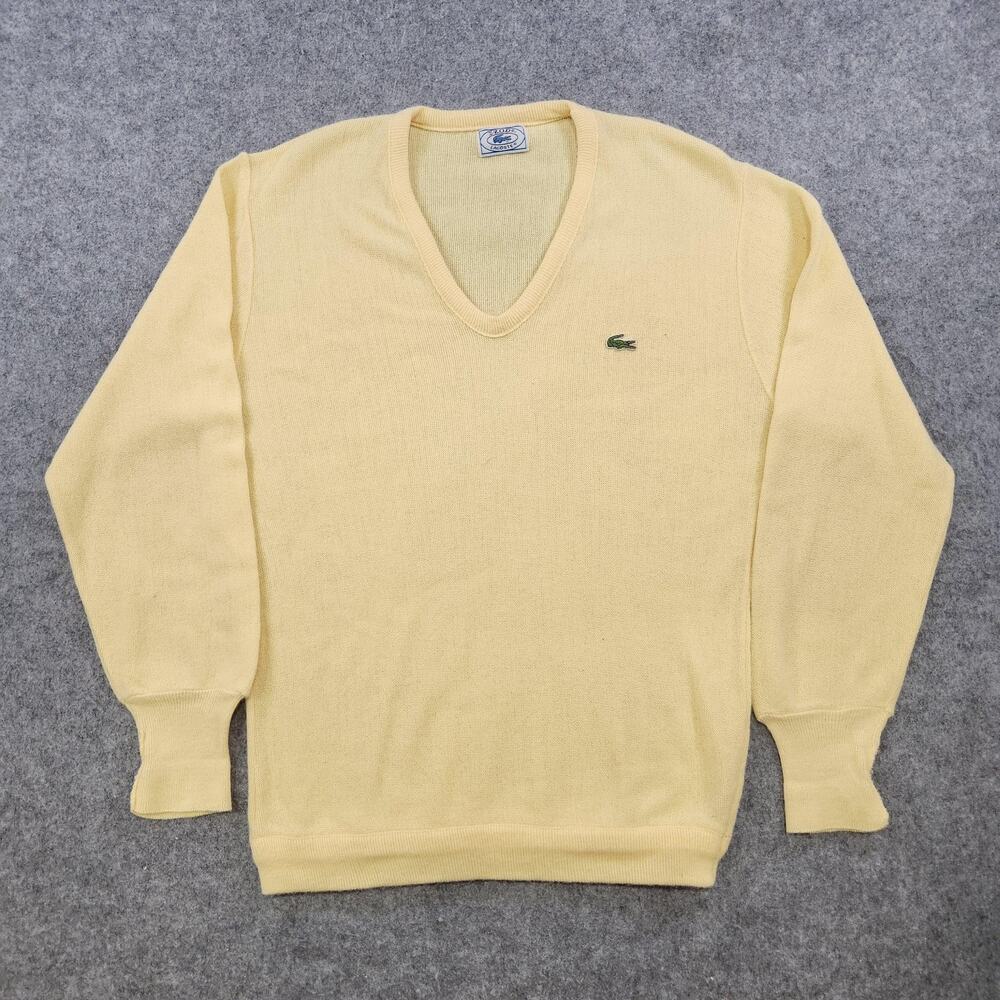 Vintage IZOD Lacoste Sweater Mens Large V Neck Pullover Crocodile 80s Knit USA - Picture 3 of 11